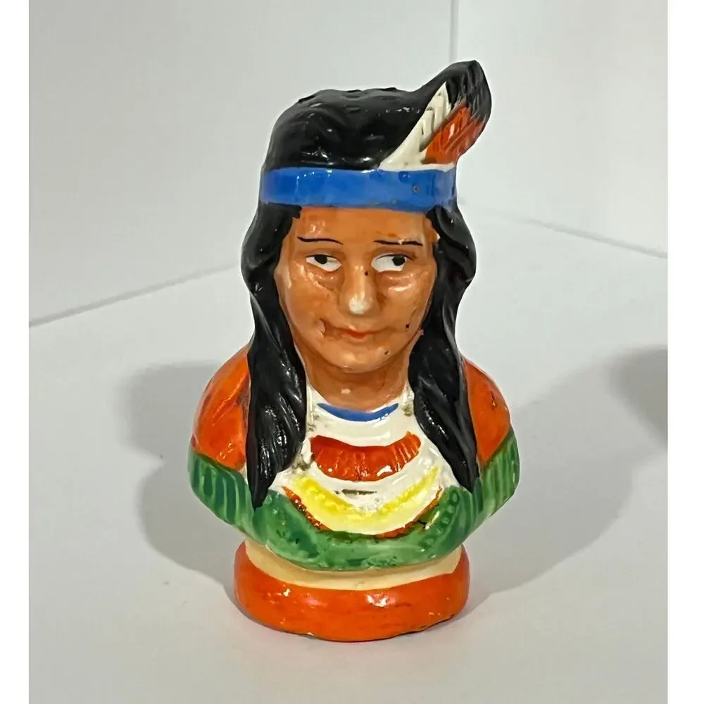 Vtg Native American Salt Pepper Shakers‎ Pair Southwestern Kitsch Made In Japan